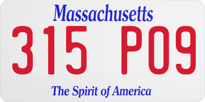 MA license plate 315PO9