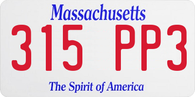 MA license plate 315PP3