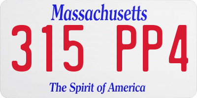 MA license plate 315PP4