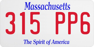 MA license plate 315PP6