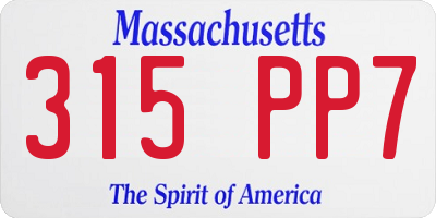 MA license plate 315PP7
