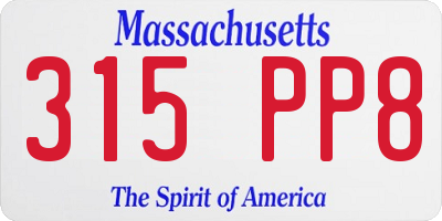 MA license plate 315PP8
