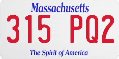 MA license plate 315PQ2