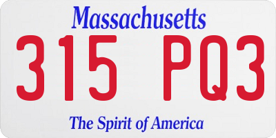MA license plate 315PQ3