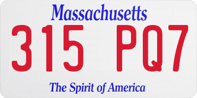 MA license plate 315PQ7
