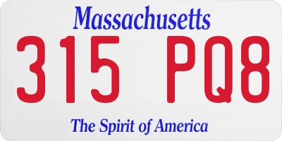 MA license plate 315PQ8