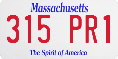 MA license plate 315PR1