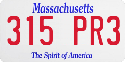 MA license plate 315PR3