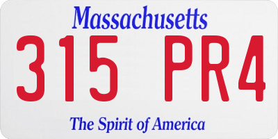 MA license plate 315PR4