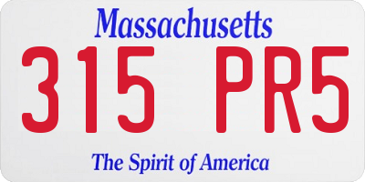 MA license plate 315PR5