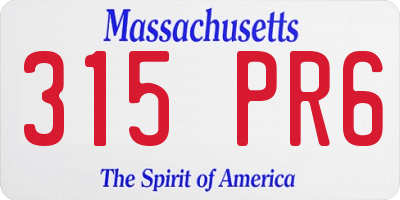 MA license plate 315PR6