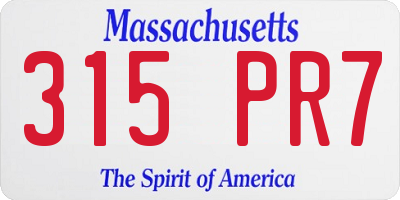 MA license plate 315PR7