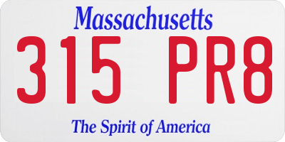 MA license plate 315PR8