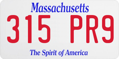 MA license plate 315PR9