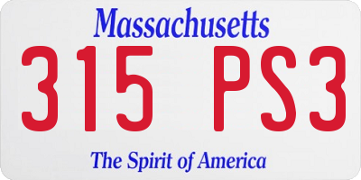 MA license plate 315PS3