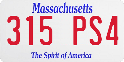 MA license plate 315PS4