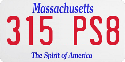 MA license plate 315PS8