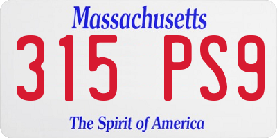 MA license plate 315PS9