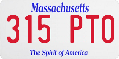 MA license plate 315PT0