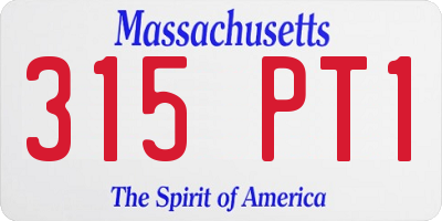 MA license plate 315PT1