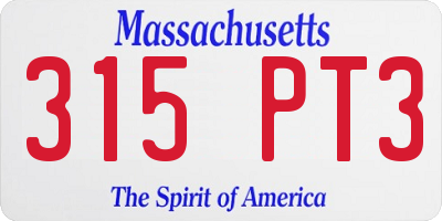MA license plate 315PT3