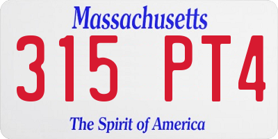 MA license plate 315PT4