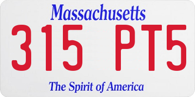 MA license plate 315PT5
