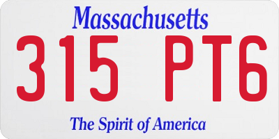 MA license plate 315PT6