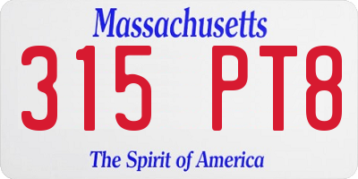 MA license plate 315PT8