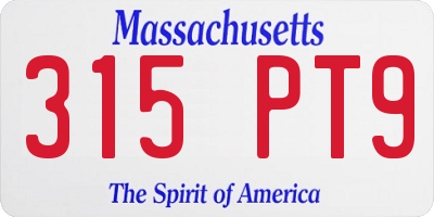 MA license plate 315PT9