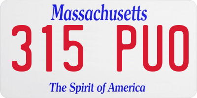 MA license plate 315PU0