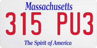 MA license plate 315PU3