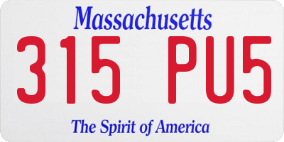 MA license plate 315PU5