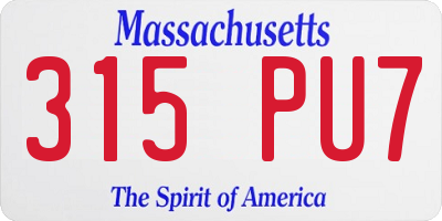 MA license plate 315PU7
