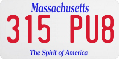 MA license plate 315PU8