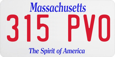 MA license plate 315PV0