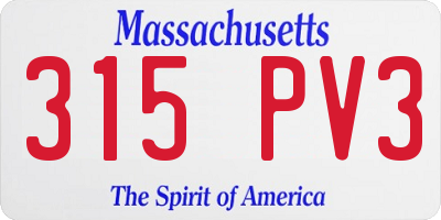 MA license plate 315PV3
