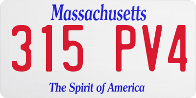 MA license plate 315PV4