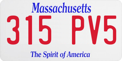 MA license plate 315PV5