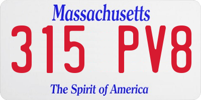 MA license plate 315PV8