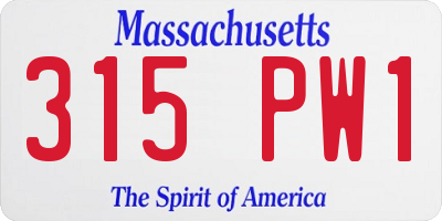 MA license plate 315PW1