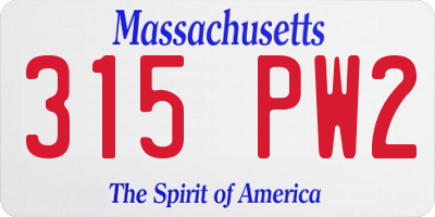 MA license plate 315PW2