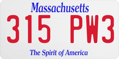 MA license plate 315PW3