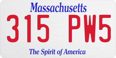 MA license plate 315PW5