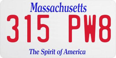 MA license plate 315PW8