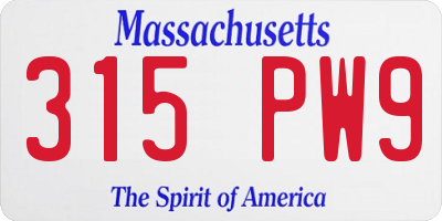 MA license plate 315PW9