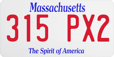 MA license plate 315PX2