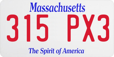 MA license plate 315PX3