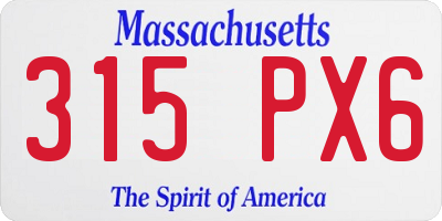 MA license plate 315PX6
