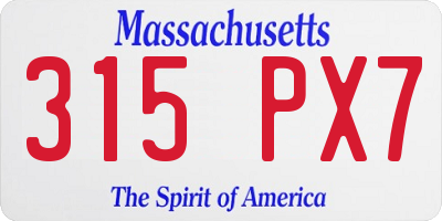 MA license plate 315PX7